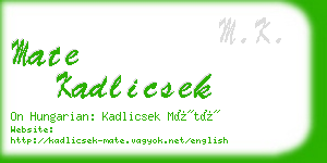 mate kadlicsek business card